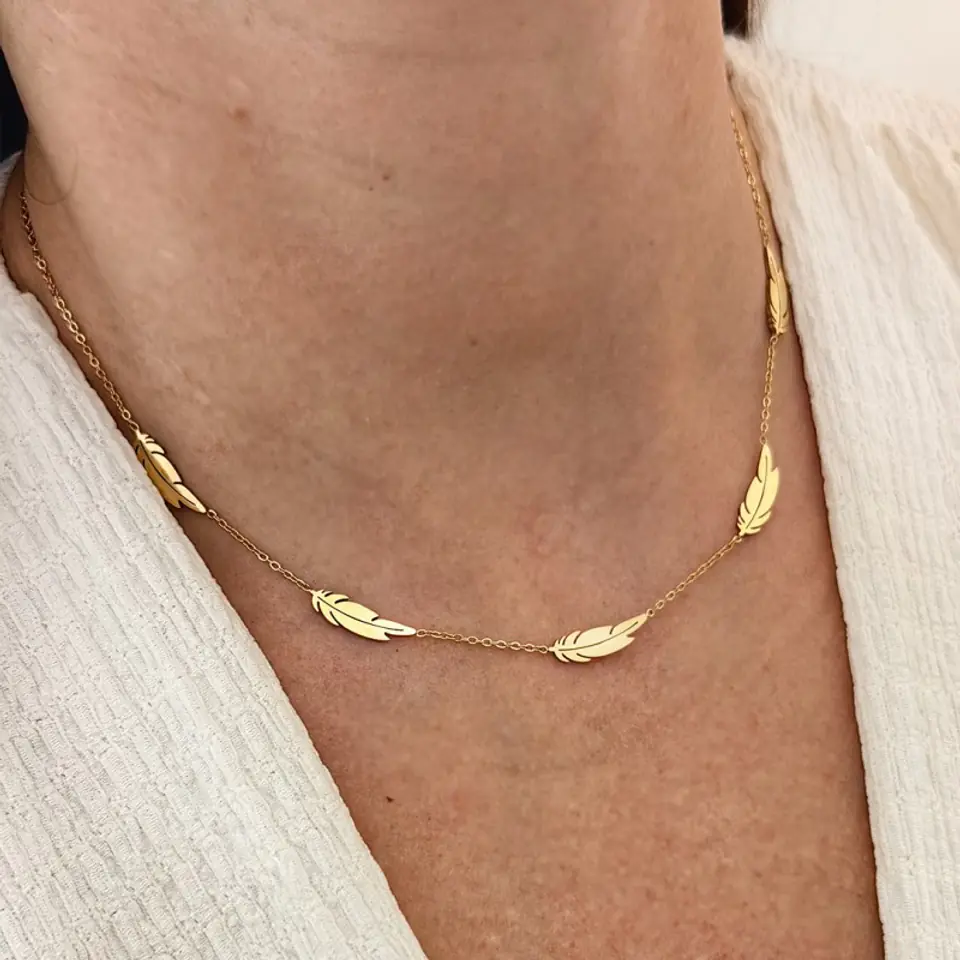 ⁨Naszyjnik stal chirurgiczna pozłacana 14k gold NST1620⁩ w sklepie Wasserman.eu