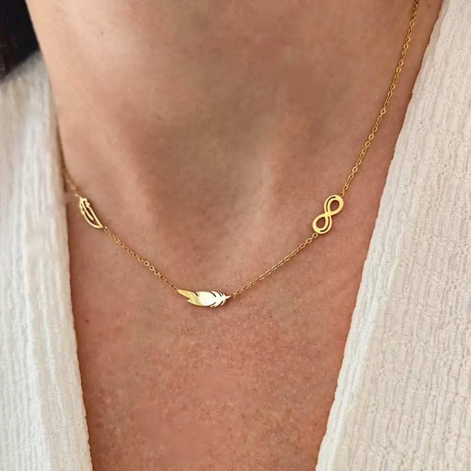 ⁨Naszyjnik stal chirurgiczna pozłacana 14k gold NST1618⁩ w sklepie Wasserman.eu