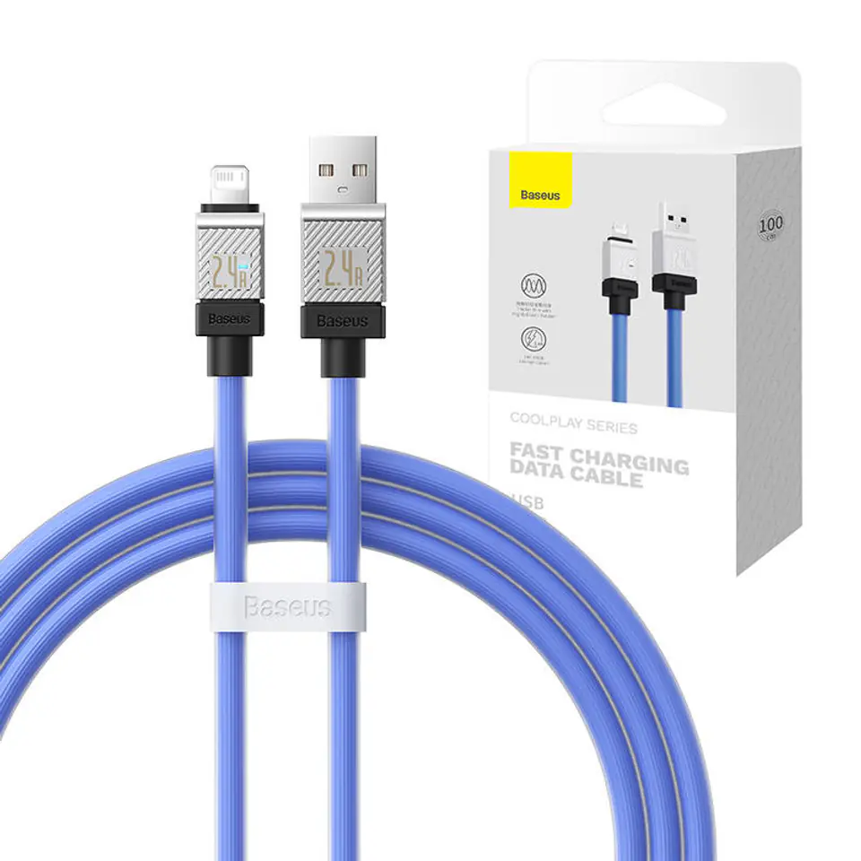 ⁨Kabel szybko ładujący Baseus USB-A do Lightning CoolPlay Series 2.4A 1m (fioletowy)⁩ w sklepie Wasserman.eu