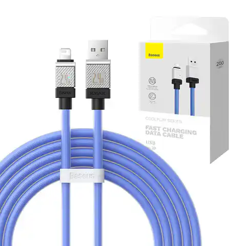 ⁨Kabel szybko ładujący Baseus USB-A do Lightning CoolPlay Series 2m, 2.4A (niebieski)⁩ w sklepie Wasserman.eu