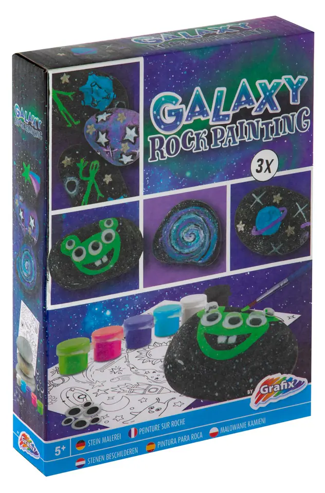 ⁨Galaxy Rock Painting - 3 kamienie, 5 farb, pędzel⁩ w sklepie Wasserman.eu