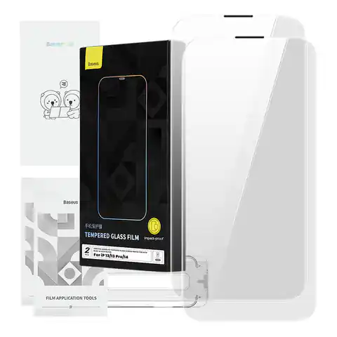 ⁨Szkło hartowane Baseus Corning do iPhone 13/13Pro/14 z filtrem przeciwpyłowym⁩ w sklepie Wasserman.eu