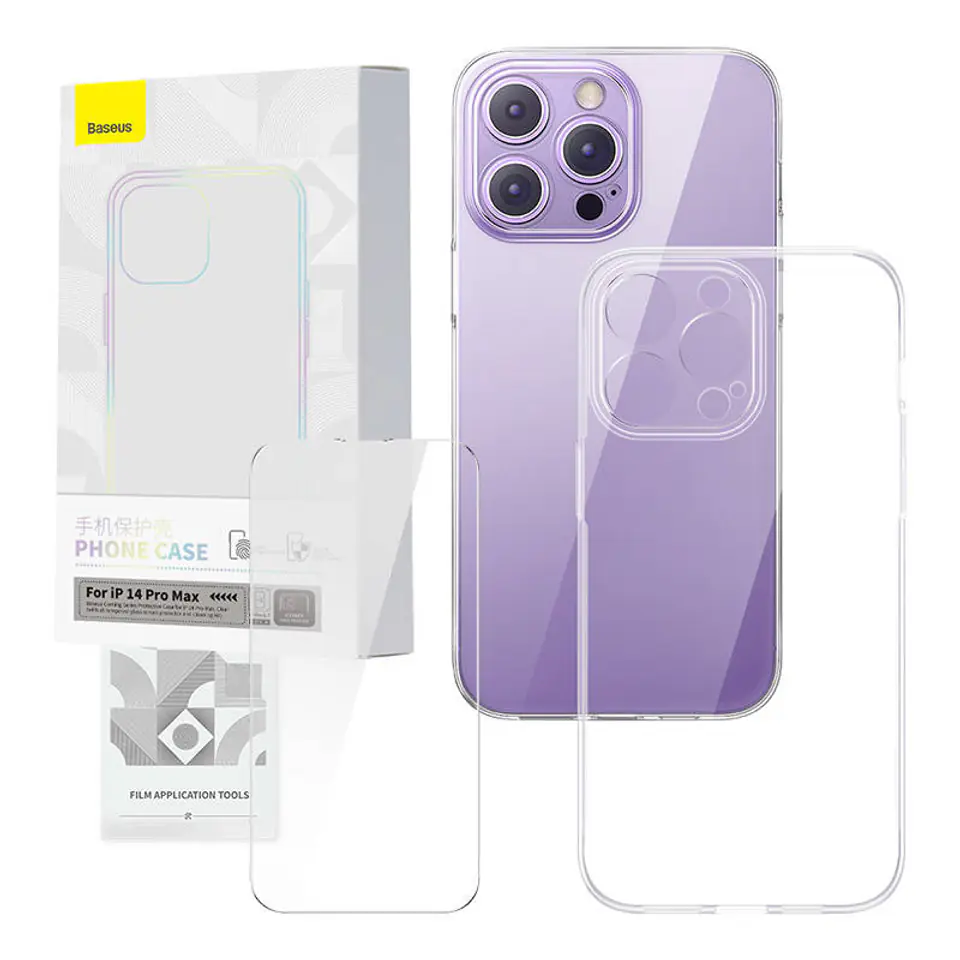 ⁨Zestaw ochronny Baseus Corning przeźroczyste etui i szkło hartowane do iPhone 14 Pro Max⁩ w sklepie Wasserman.eu