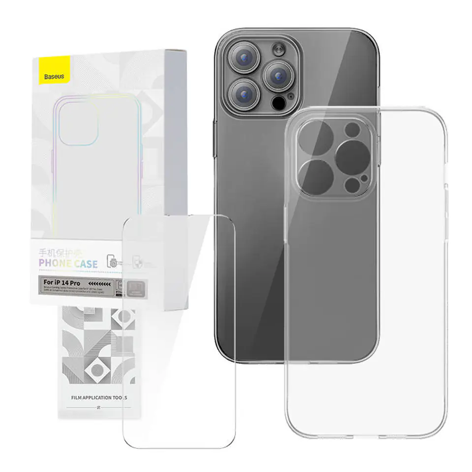 ⁨Zestaw ochronny Baseus Corning przeźroczyste etui i szkło hartowane do iPhone 14 Pro⁩ w sklepie Wasserman.eu