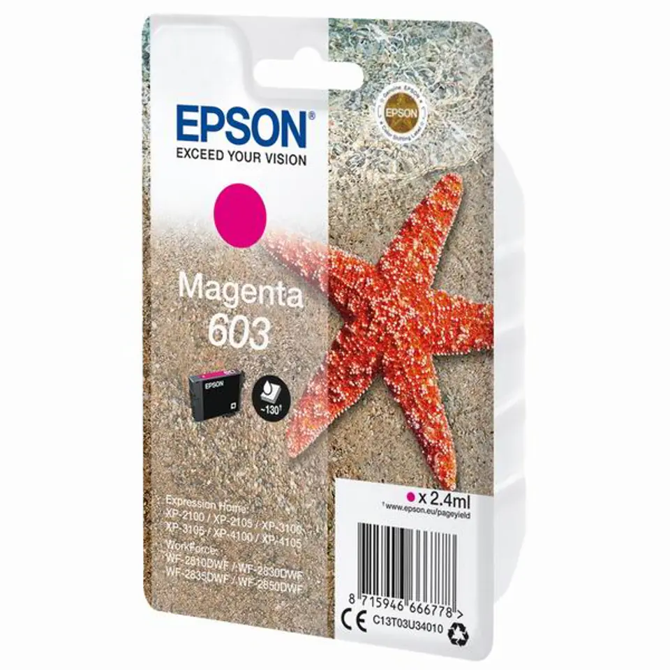 ⁨Epson oryginalny ink / tusz C13T03U34020, magenta, blistr z ochroną, 2.4ml⁩ w sklepie Wasserman.eu