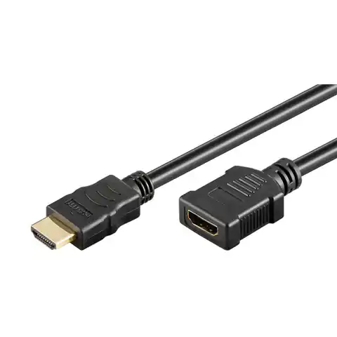 ⁨Przedłużacz do kabli video HDMI M - HDMI F, HDMI 2.0 - Premium High Speed, 1m, pozłacane złącza, czarny⁩ w sklepie Wasserman.eu