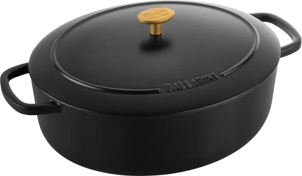 ⁨BALLARINI BELLAMONTE oval cast iron pot 75003-546-0 - 5.5 ltr black⁩ at Wasserman.eu