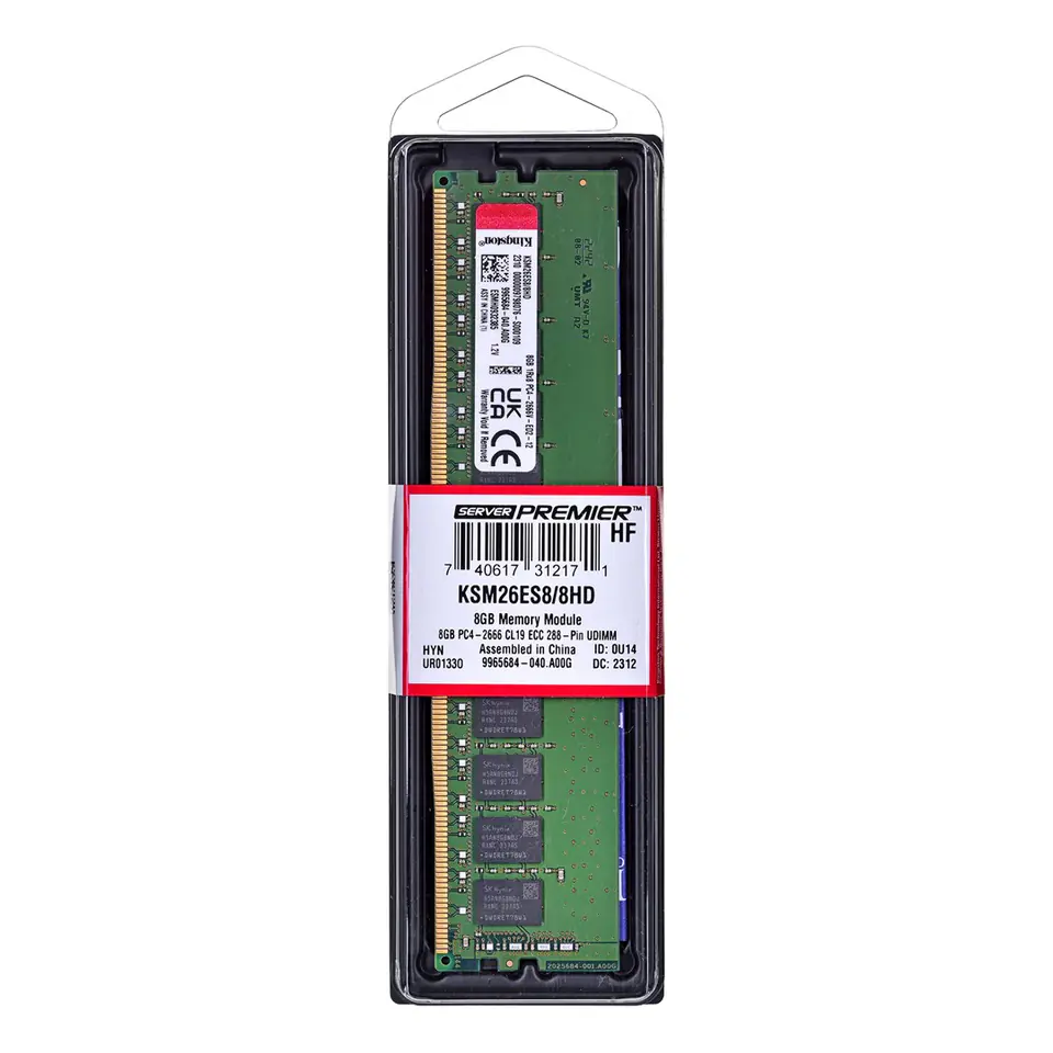 ⁨Kingston UDIMM ECC 8GB DDR4 1Rx8 Hynix D 2666MHz PC4-21300 KSM26ES8/8HD⁩ at Wasserman.eu