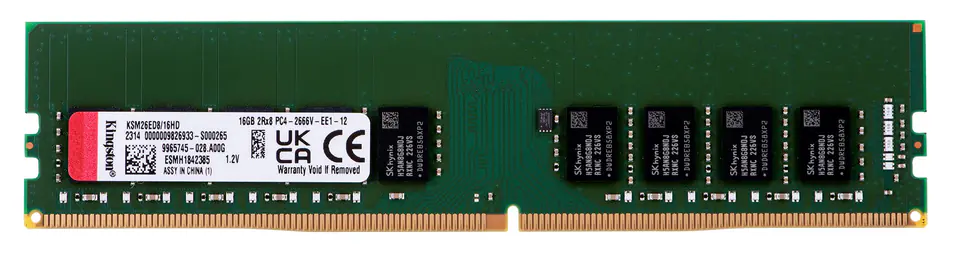 ⁨Kingston UDIMM ECC 16GB DDR4 2Rx8 Hynix D 2666MHz PC4-21300 KSM26ED8/16HD⁩ at Wasserman.eu