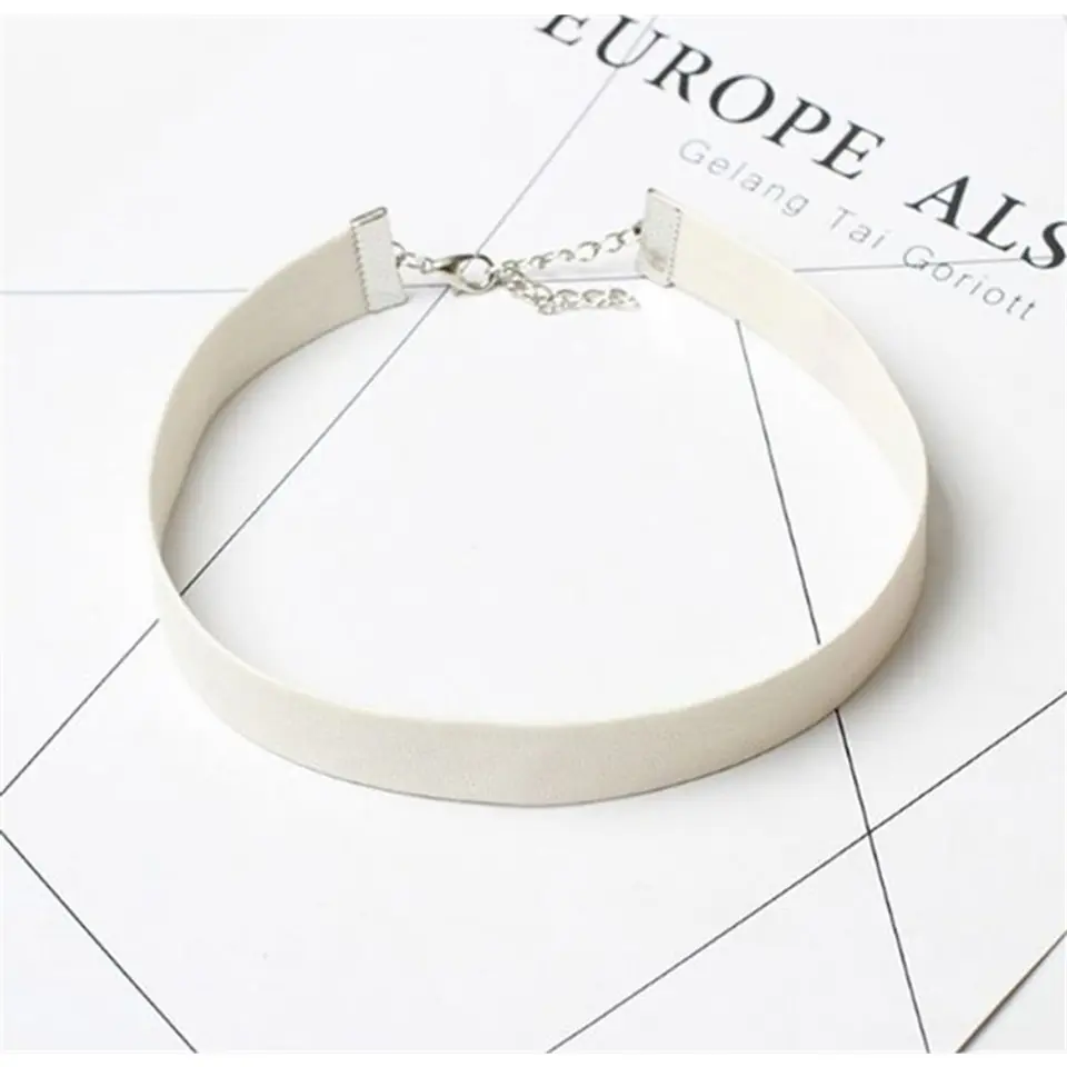 ⁨NASZYJNIK CHOKER SKÓRZANY - BIAŁY N480B⁩ w sklepie Wasserman.eu