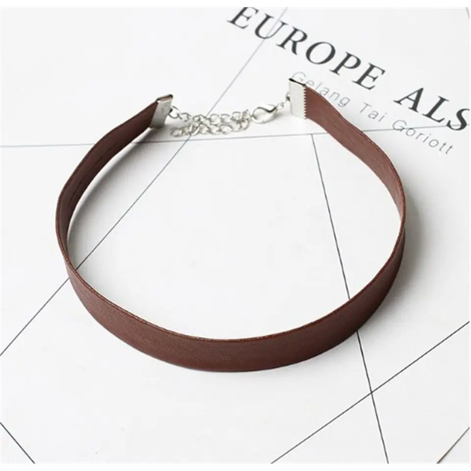 ⁨NASZYJNIK CHOKER SKÓRZANY - BRĄZ N480BR⁩ w sklepie Wasserman.eu