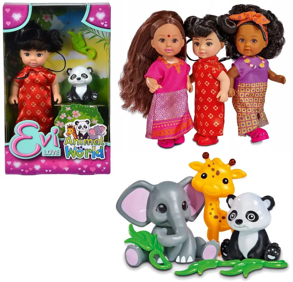 ⁨Doll Evi with wild animal, 3 patterns⁩ at Wasserman.eu