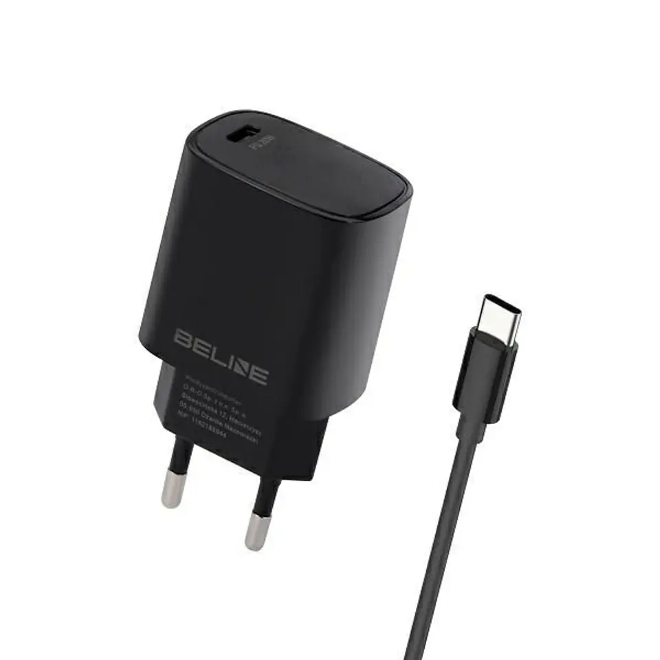 ⁨Beline Ład. siec. 1x USB-C 20W + kabel USB-C czarna /black PD 3.0  BLNCB20C⁩ w sklepie Wasserman.eu