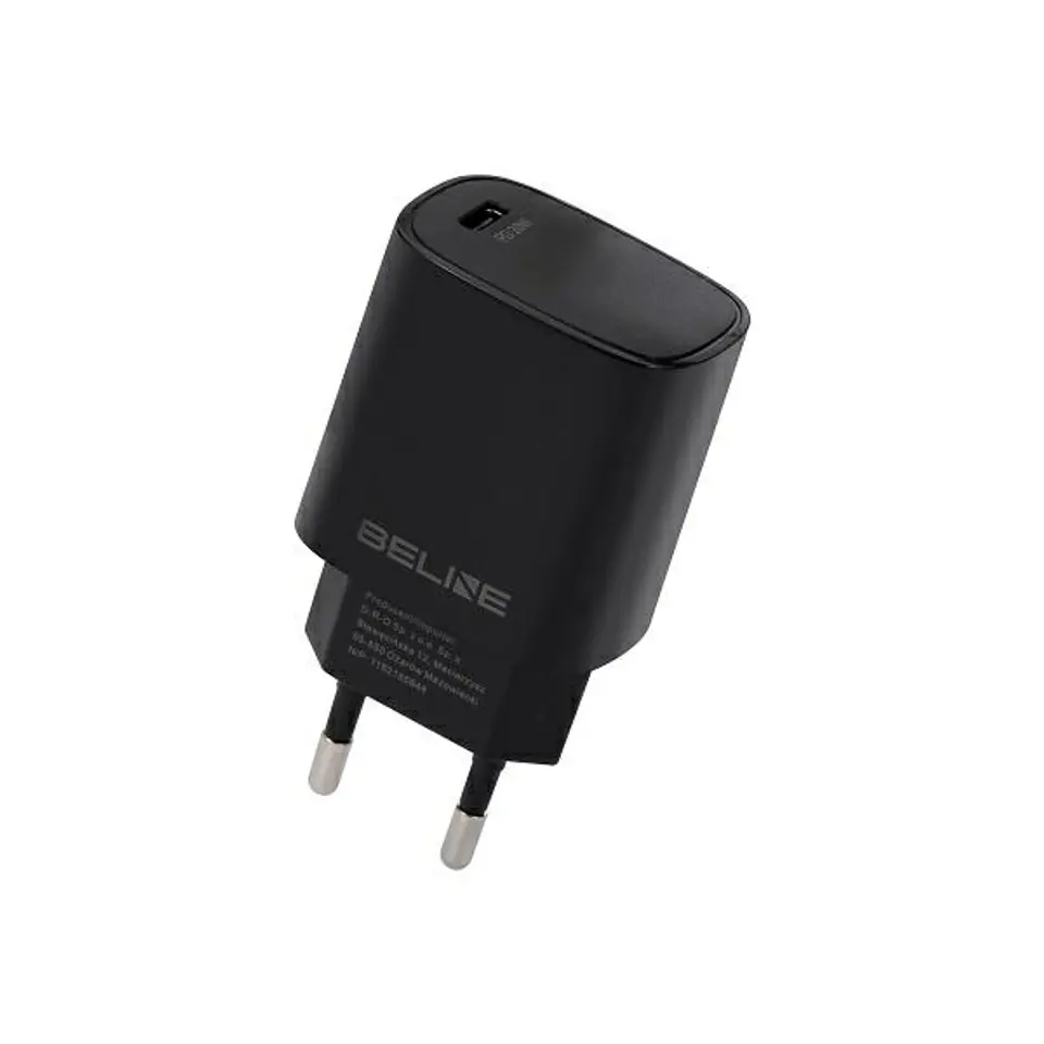 ⁨Beline Ład. siec. 1x USB-C 20W czarna /black (only head) PD 3.0  BLNCB20⁩ w sklepie Wasserman.eu