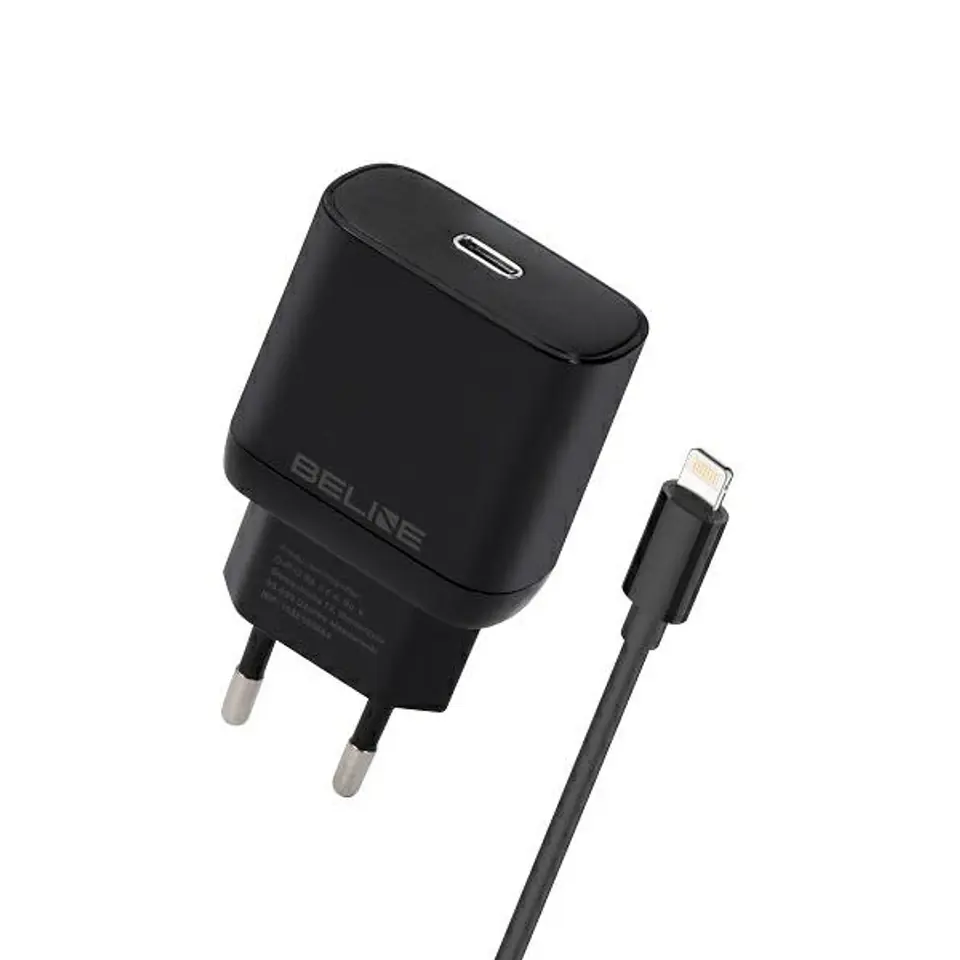 ⁨Beline Ład. siec. 1x USB-C 30W + kabel lightning czarna /black PD 3.0  BLNCB30L GaN⁩ w sklepie Wasserman.eu