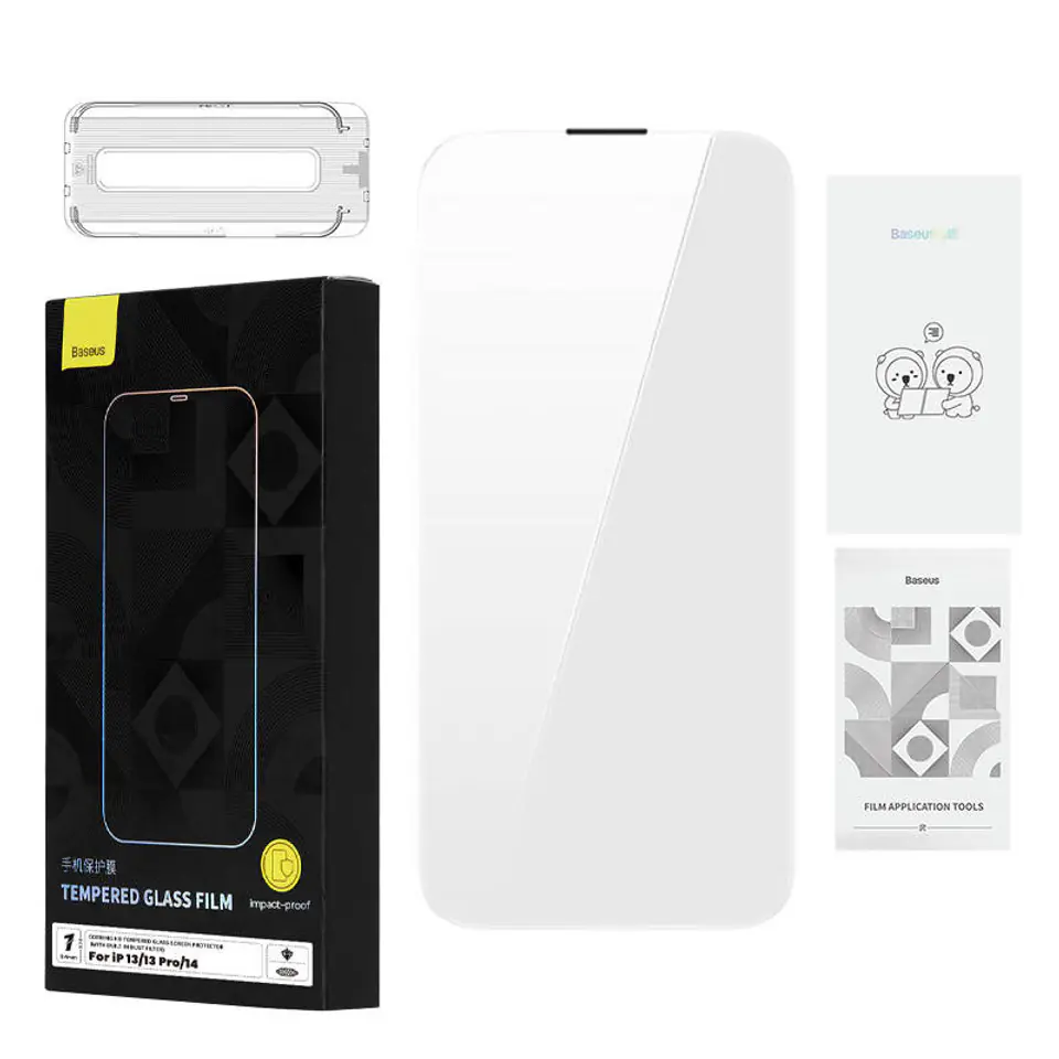 ⁨Szkło hartowane Baseus 0.4mm Corning HD Iphone  13/13 Pro/14 + zestaw czyszczący⁩ w sklepie Wasserman.eu