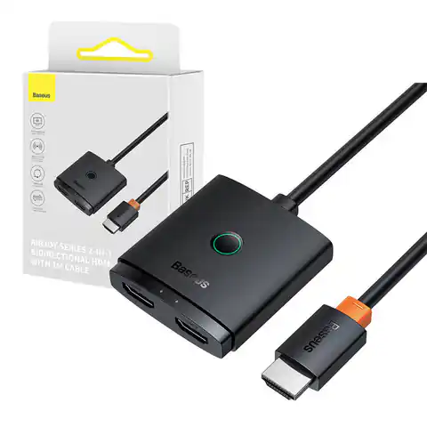 ⁨Adapter HDMI Baseus 2w1 z kablem 1m (czarny)⁩ w sklepie Wasserman.eu