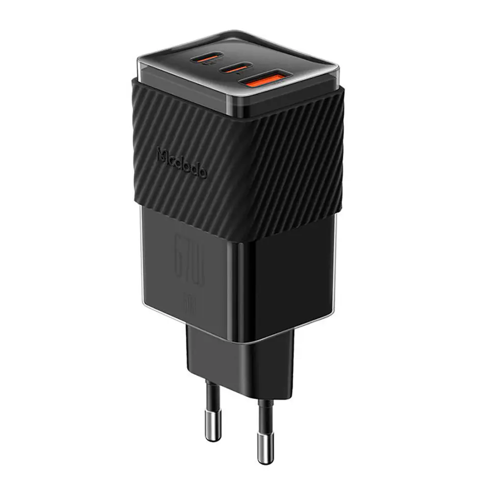 ⁨Ładowarka sieciowa GaN 65W Mcdodo CH-1501 2x USB-C, USB-A (czarna)⁩ w sklepie Wasserman.eu