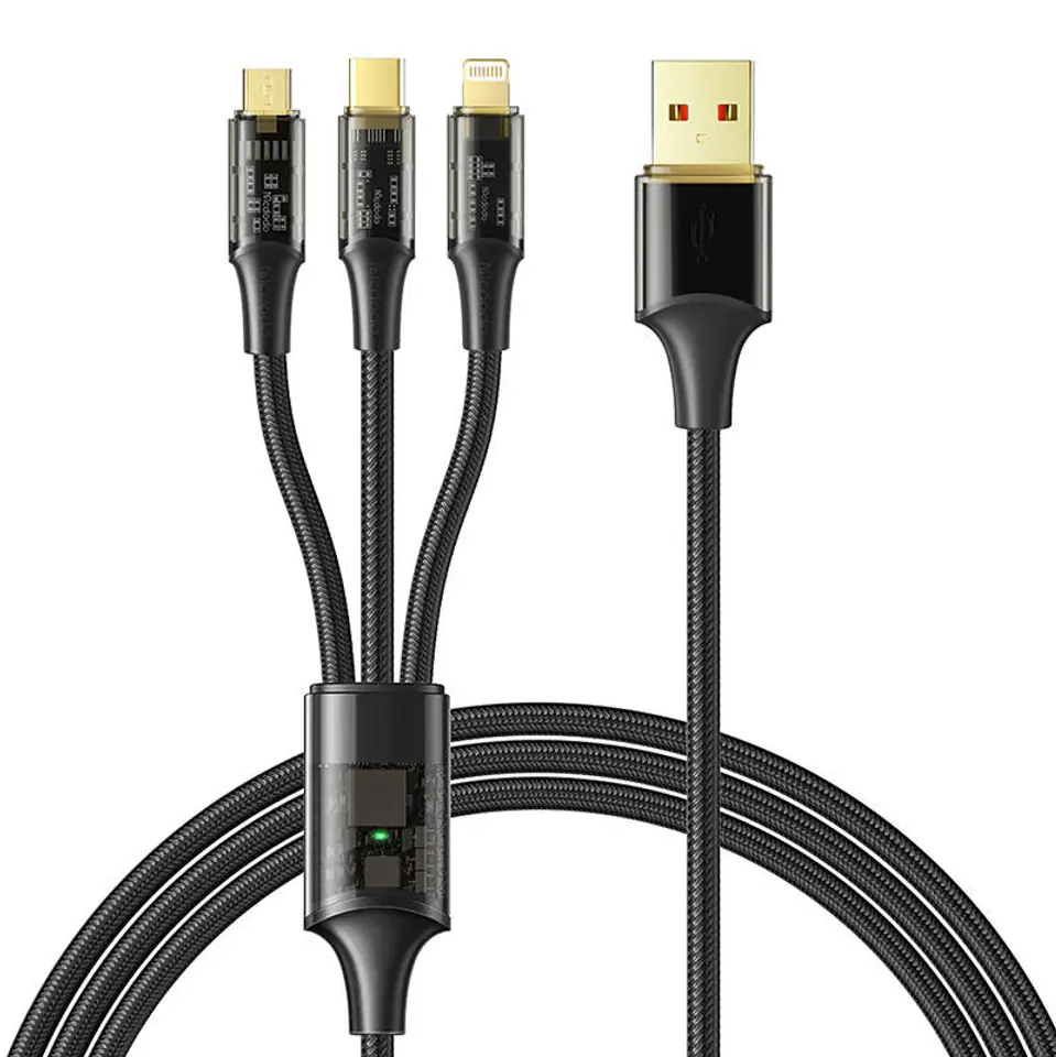 ⁨Kabel 3w1 USB do USB-C / Lightning / Micro USB, Mcdodo CA-3330, 1.2m (czarny)⁩ w sklepie Wasserman.eu