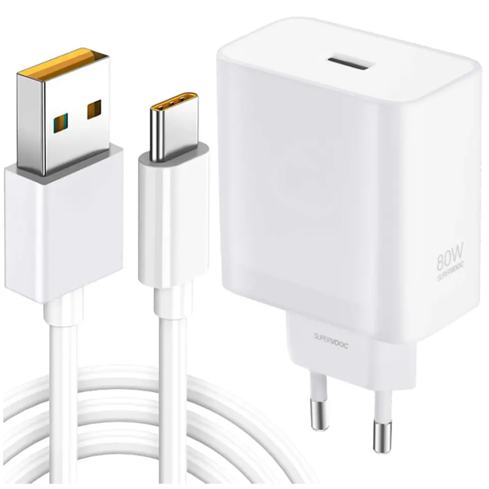 Ładowarka sieciowa Oneplus SUPERVOOC 80W USB Adapter VCB8JAEH + kabel DL136 USB-C 65W 1m biały w sklepie Wasserman.eu