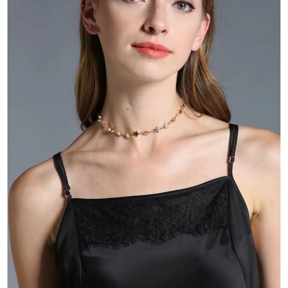 ⁨NASZYJNIK DELIKATNY GWIAZDKI CHOKER N559⁩ w sklepie Wasserman.eu