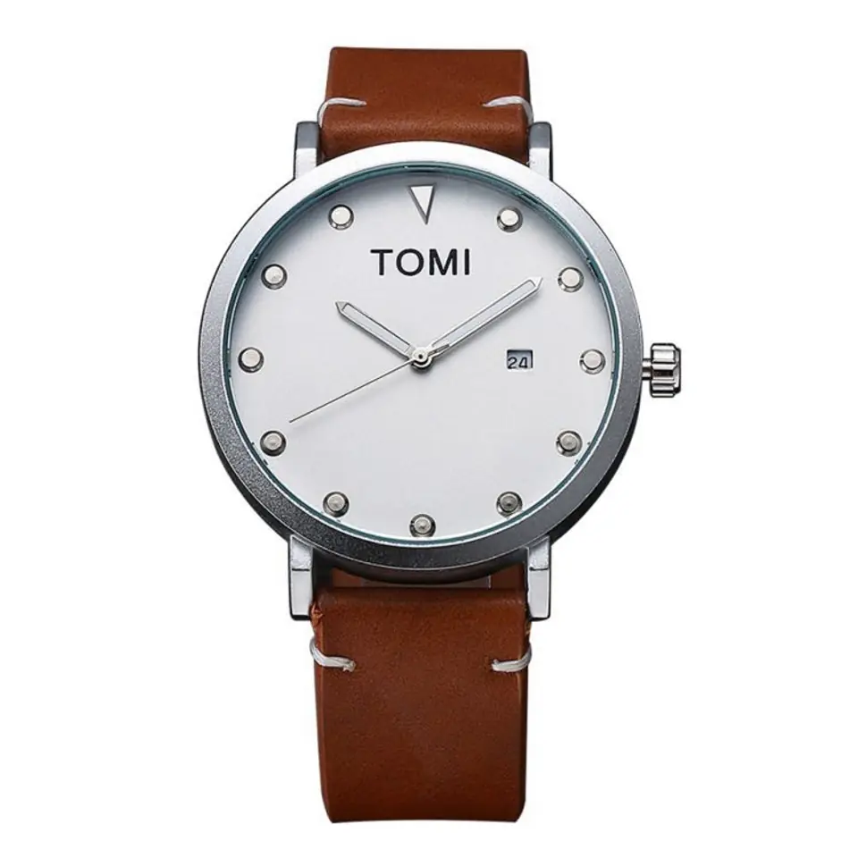 ⁨TOMI MODERN MEN'S WATCH SILVER ON LIGHT BROWN STRAP ZM173WZ3⁩ at Wasserman.eu