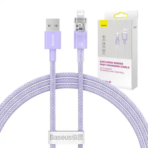 ⁨Kabel szybko ładujący Baseus USB-A do Lightning  Explorer Series 1m, 2.4A (fioletowy)⁩ w sklepie Wasserman.eu
