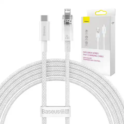 ⁨Kabel szybko ładujący Baseus USB-C do Lightning  Explorer Series 12m, 20W (biały)⁩ w sklepie Wasserman.eu