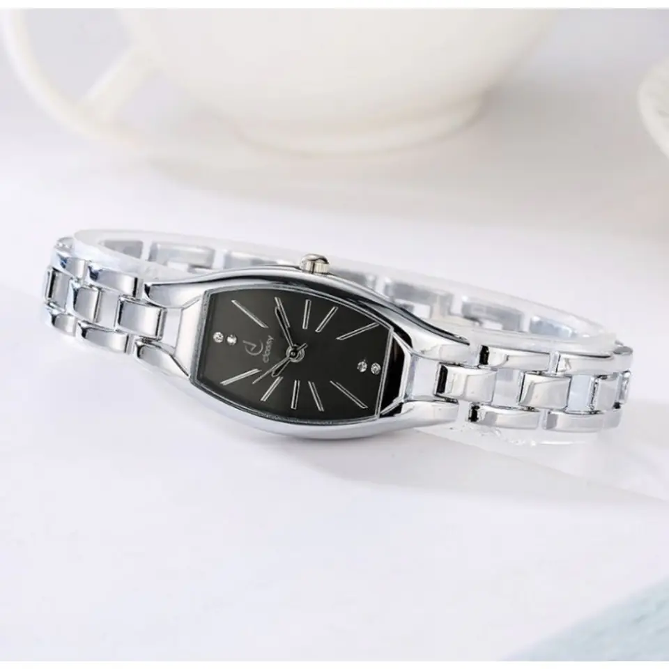 KLASSISCHE SILBERNE UHR AUF ARMBAND-SCHWARZEM SCHILD Z645CZ im Wasserman.eu