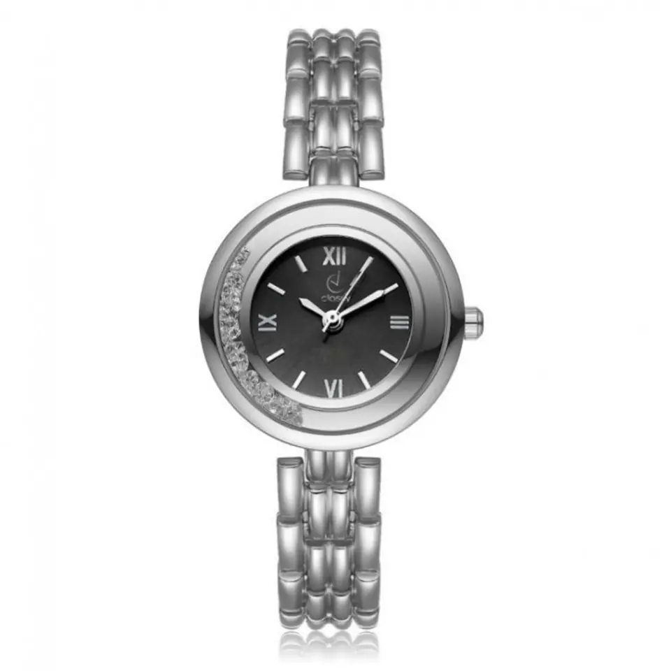 KLASSISCHE SILBERNE UHR AUF ARMBAND-SCHWARZEM SCHILD Z648CZ im Wasserman.eu