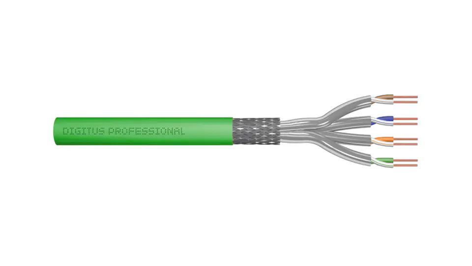 ⁨FTP cable cat.8.2 S/FTP 4x2x0,6 green DIGITUS /500m/⁩ at Wasserman.eu