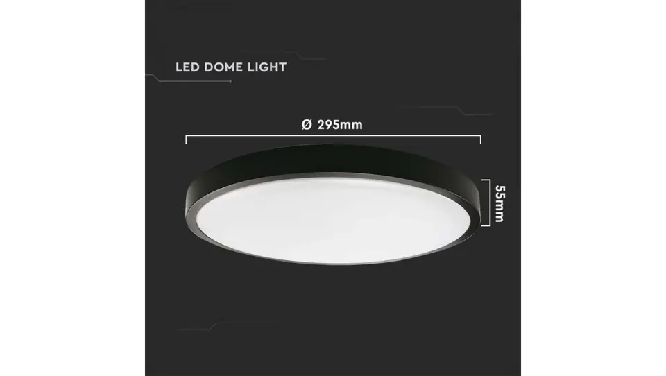 ⁨Plafoniera LED 24W 2400lm 4000K IP44 Okrągła fi295 Mleczny Czarna Ramka 7637⁩ w sklepie Wasserman.eu