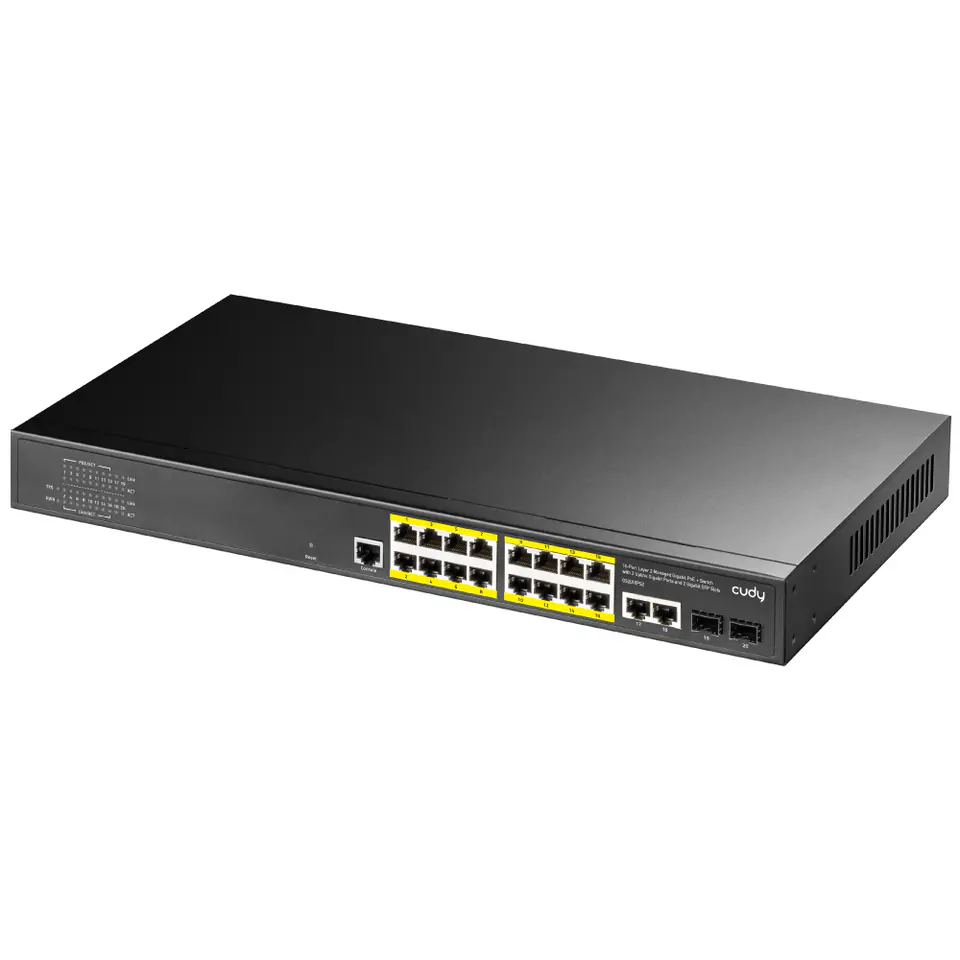 ⁨Cudy GS2018PS2 Managed L2 Gigabit Ethernet (10/100/1000) Power over Ethernet (PoE) 1U Black⁩ at Wasserman.eu