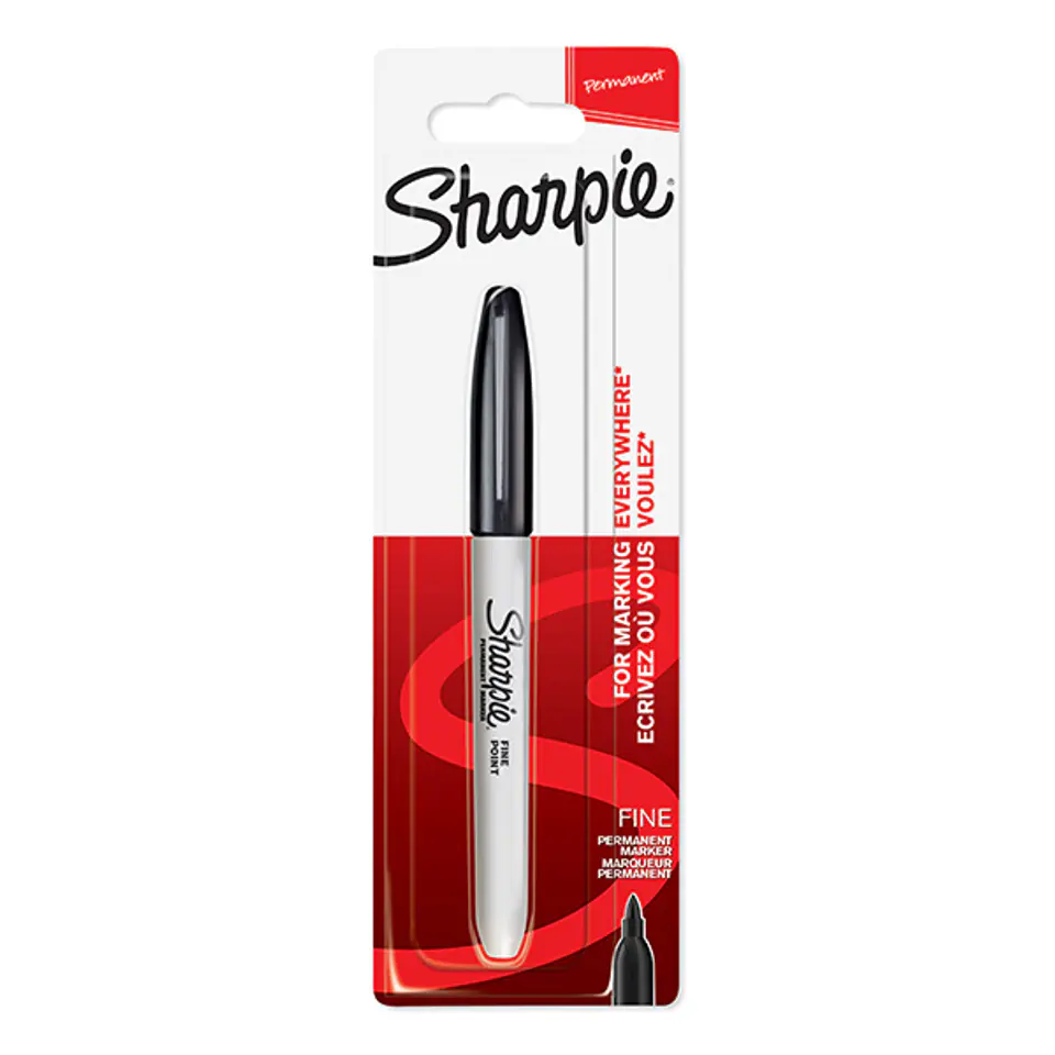 ⁨Sharpie, pisak Fine, czarny, 1szt, 0.9mm, stały atrament, blistr⁩ w sklepie Wasserman.eu