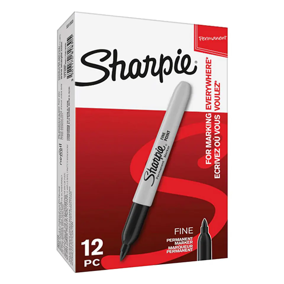 ⁨Sharpie, pisak Fine, czarny, 12szt, 0.9mm, stały atrament⁩ w sklepie Wasserman.eu