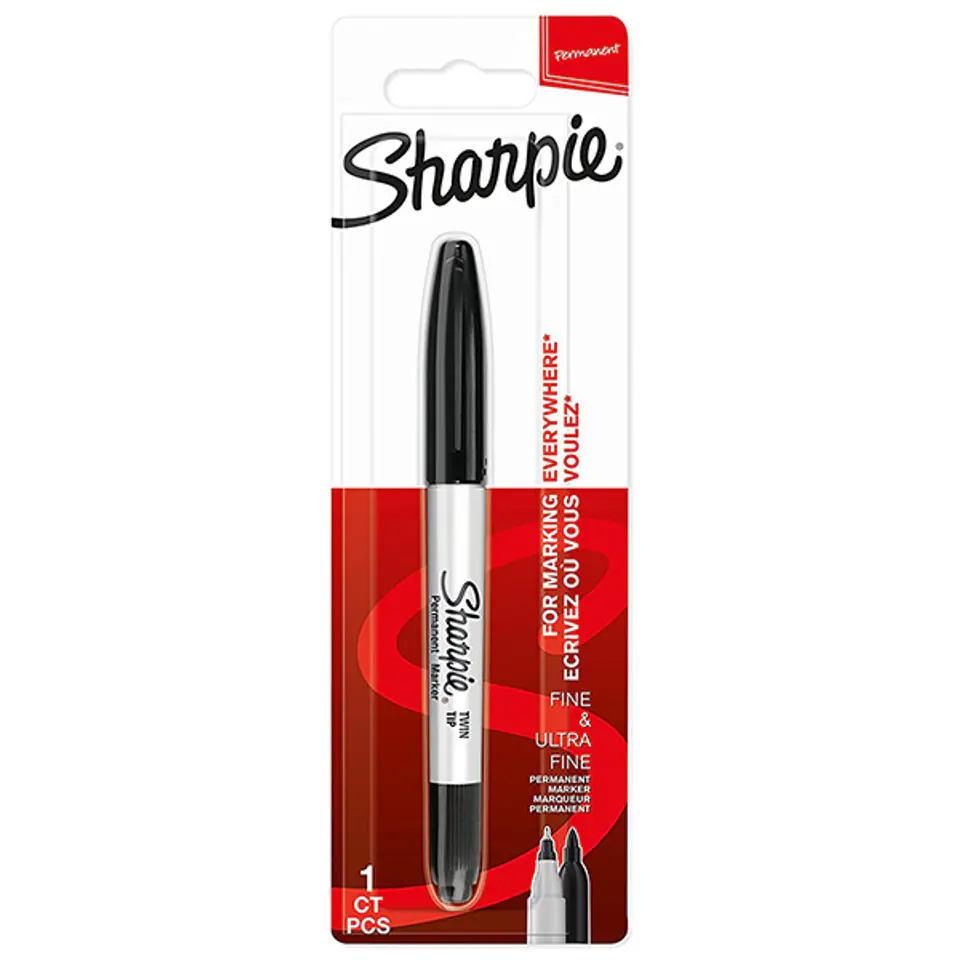 ⁨Sharpie, pisak czarny, 1szt, 0.5/0.9mm, stały atrament, blistr⁩ w sklepie Wasserman.eu