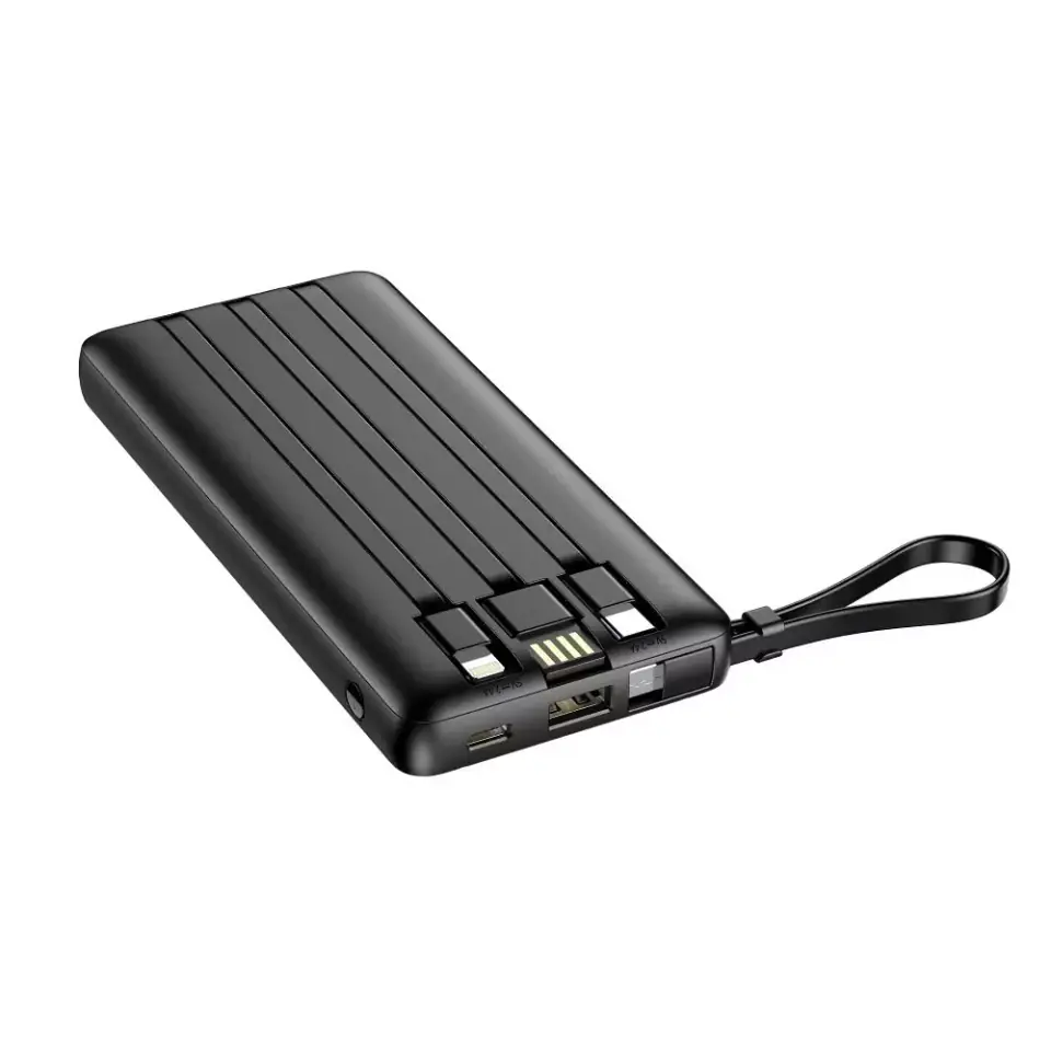 ⁨Powerbank Bateria zewnętrzna VEGER C10 - 10 000mAh (Micro + Typ C + Lightning 8-pin) czarny (W1116)⁩ w sklepie Wasserman.eu