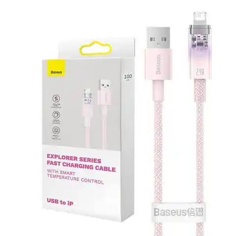 ⁨Kabel szybko ładujący Baseus USB-A do Lightning  Explorer Series 2m, 2.4A (różowy)⁩ w sklepie Wasserman.eu