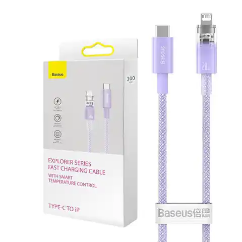 ⁨Kabel szybko ładujący Baseus USB-C do Lightning  Explorer Series 1m, 20W (fioletowy)⁩ w sklepie Wasserman.eu