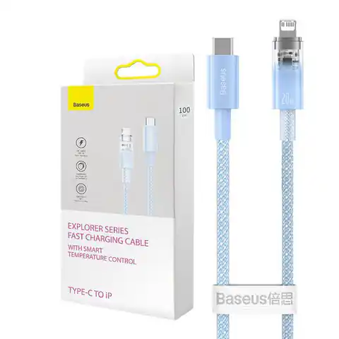 ⁨Kabel szybko ładujący Baseus USB-C do Lightning  Explorer Series 1m, 20W (niebieski)⁩ w sklepie Wasserman.eu