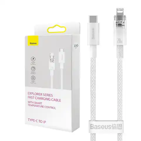 ⁨Kabel szybko ładujący Baseus USB-C do Lightning  Explorer Series 1m, 20W (biały)⁩ w sklepie Wasserman.eu