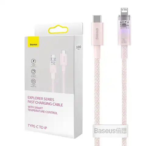 ⁨Kabel szybko ładujący Baseus USB-C do Lightning  Explorer Series 1m, 20W (różowy)⁩ w sklepie Wasserman.eu