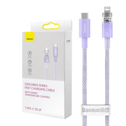 ⁨Kabel szybko ładujący Baseus USB-C do Lightning Explorer Series 2m, 20W (fioletowy)⁩ w sklepie Wasserman.eu