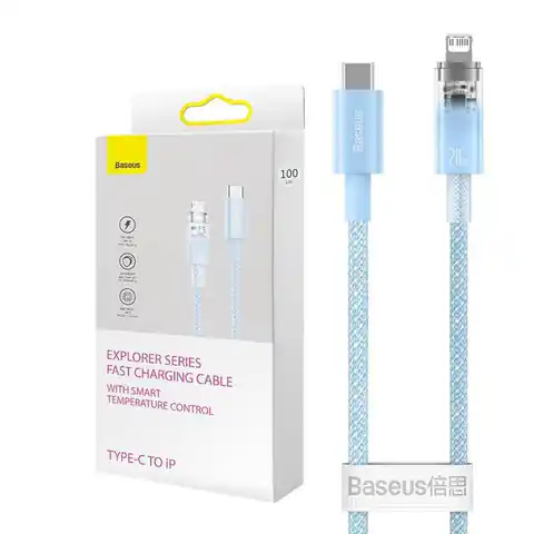 ⁨Kabel szybko ładujący Baseus USB-C do Lightning Explorer Series 2m, 20W (niebieski)⁩ w sklepie Wasserman.eu