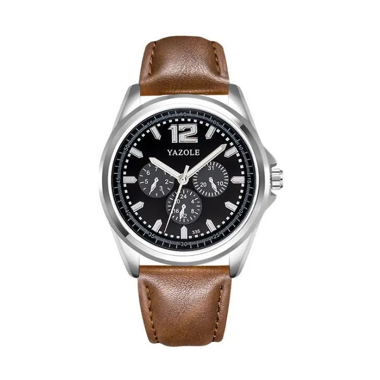 Herrenuhr Yazole schwarzes Zifferblatt braunes Armband ZM62CZBR im Wasserman.eu