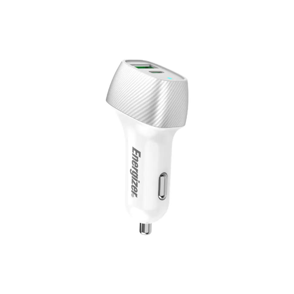 ⁨Energizer Ultimate - Ładowarka samochodowa USB-C & USB-A 38W PD + QC3.0 (Biały / Srebrny)⁩ w sklepie Wasserman.eu