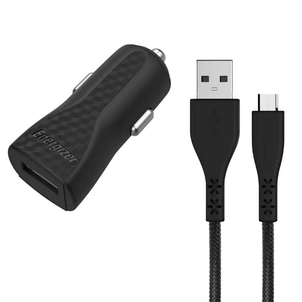 ⁨Energizer HardCase - Ładowarka samochodowa USB-A 1A + Kabel Micro USB (Czarny)⁩ w sklepie Wasserman.eu