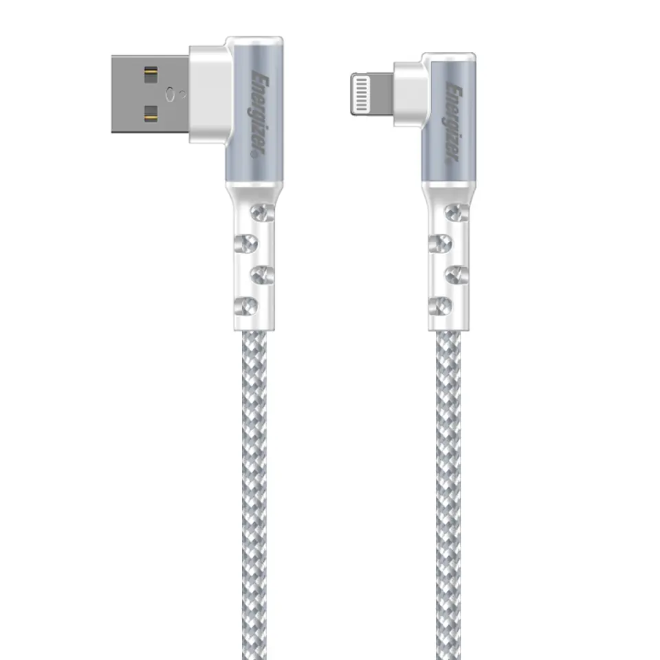 ⁨Energizer Ultimate - Kabel gamingowy USB-A do Lightning 90° certyfikat MFi 2m (Biały)⁩ w sklepie Wasserman.eu