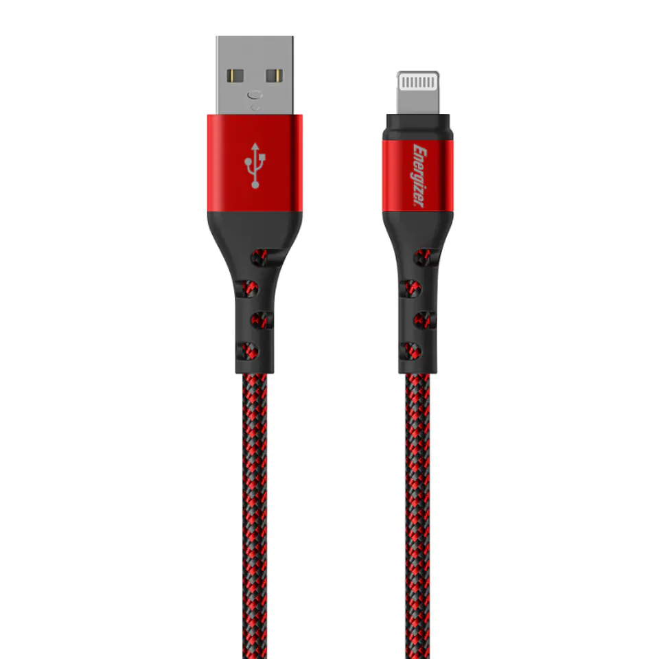 ⁨Energizer Ultimate - Kabel połączeniowy USB-A do Lightning certyfikat MFi 2m (Czerwony)⁩ w sklepie Wasserman.eu