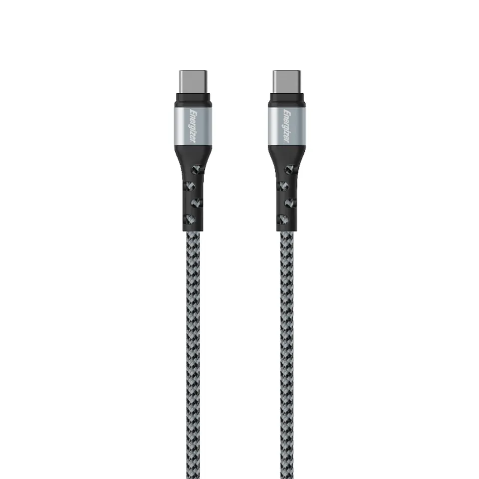 ⁨Energizer Ultimate - Kabel połączeniowy USB-C do USB-C 2m (Srebrny)⁩ w sklepie Wasserman.eu